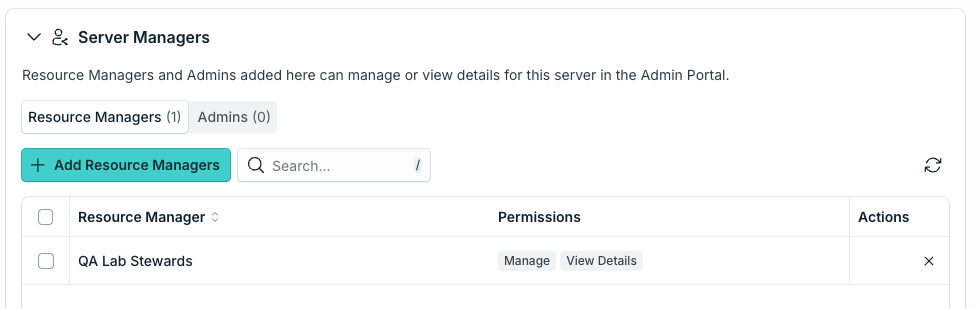Server Managers card