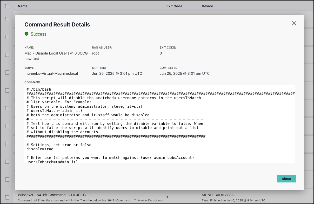This is the new Command Results Details page.