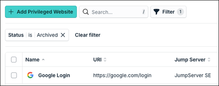 Filter archived Privileged Websites