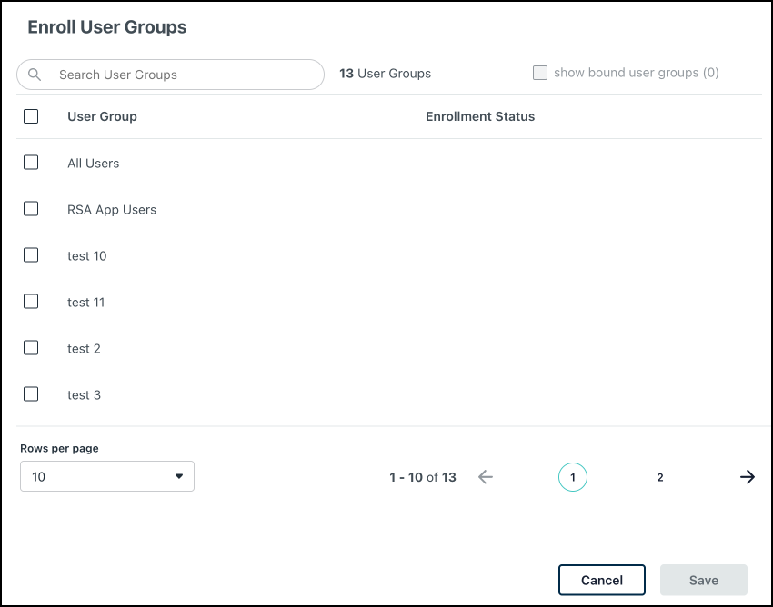 A screenshot showing user groups list.