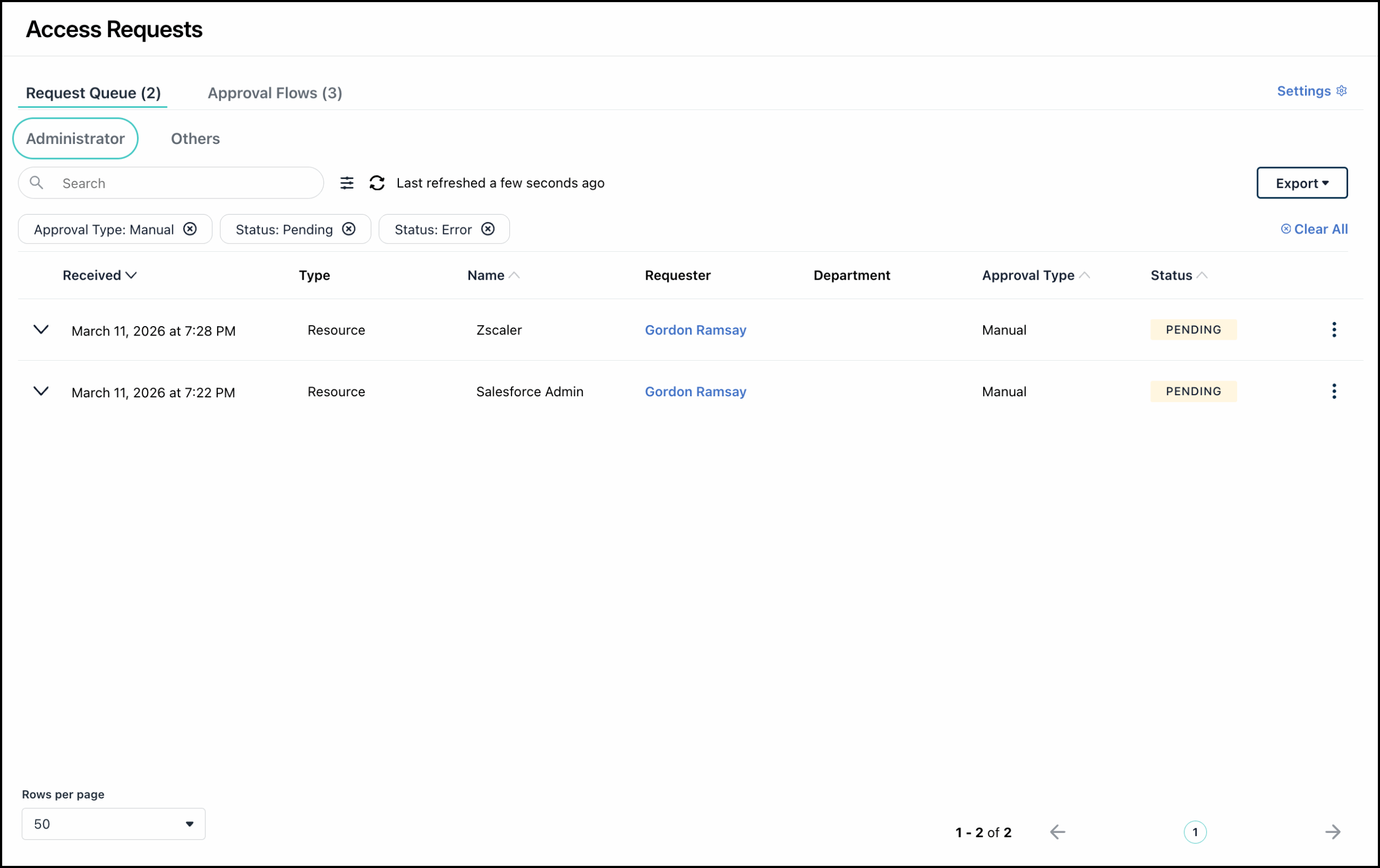 This image displays the request queue.