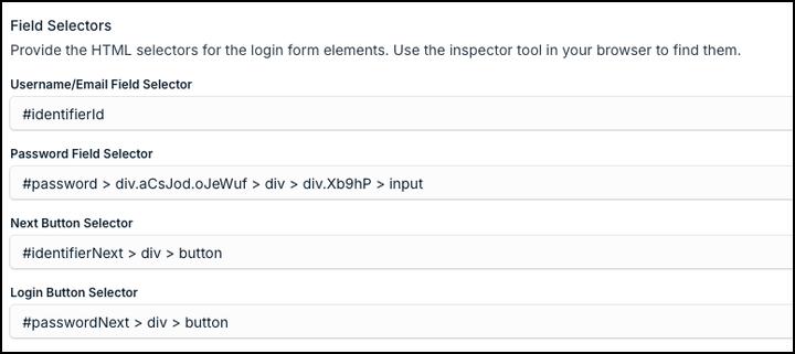 Autofill Parameters card