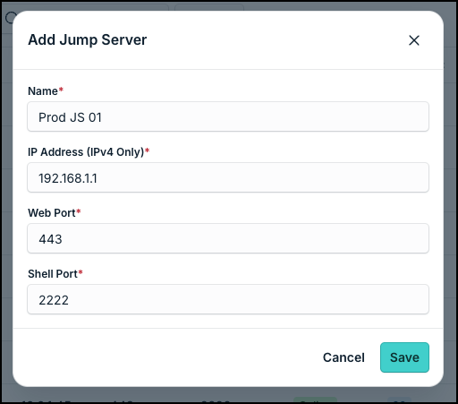 Add Jump Server dialog