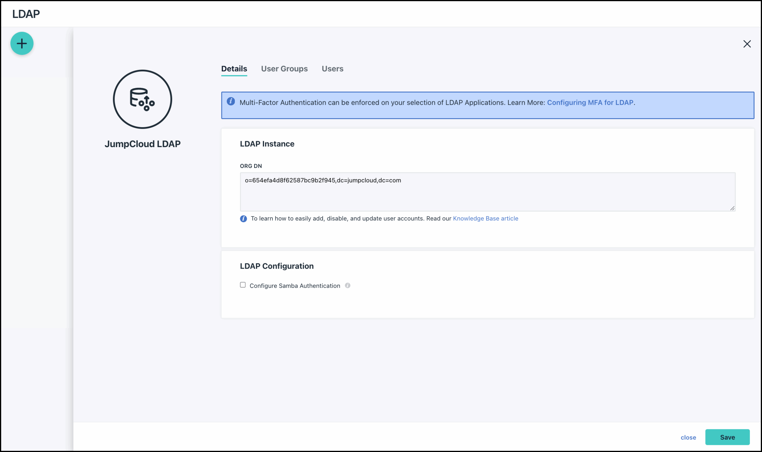This image displays the LDAP configuration screen.