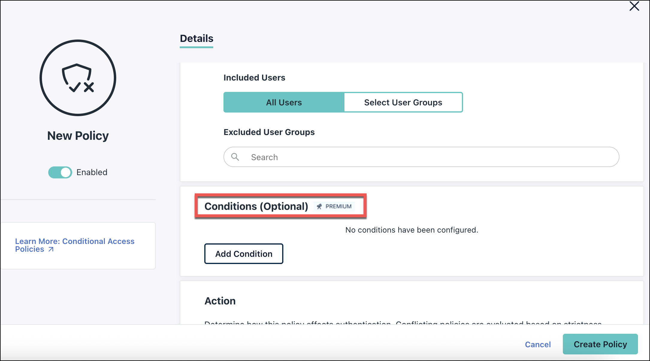 A screenshot showing conditions in conditional access policies.