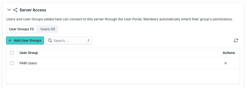 Server Access card