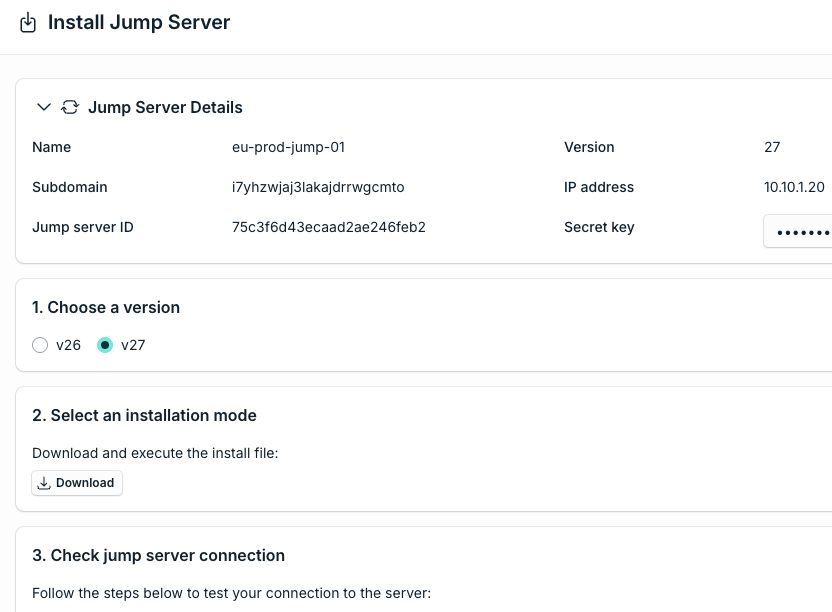 Install Jump Server page