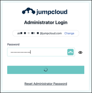 A screenshot showing the Password screen for JumpCloud login screen